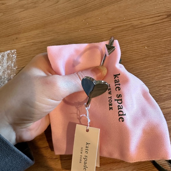 Kate Spade New York Bracelet Heart Arrow Heritage Flex Cuff Silver Tone - Picture 3 of 6